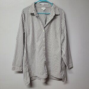 J Jill Striped Button Down Shirt Womens XL Professional Business Collared Top
